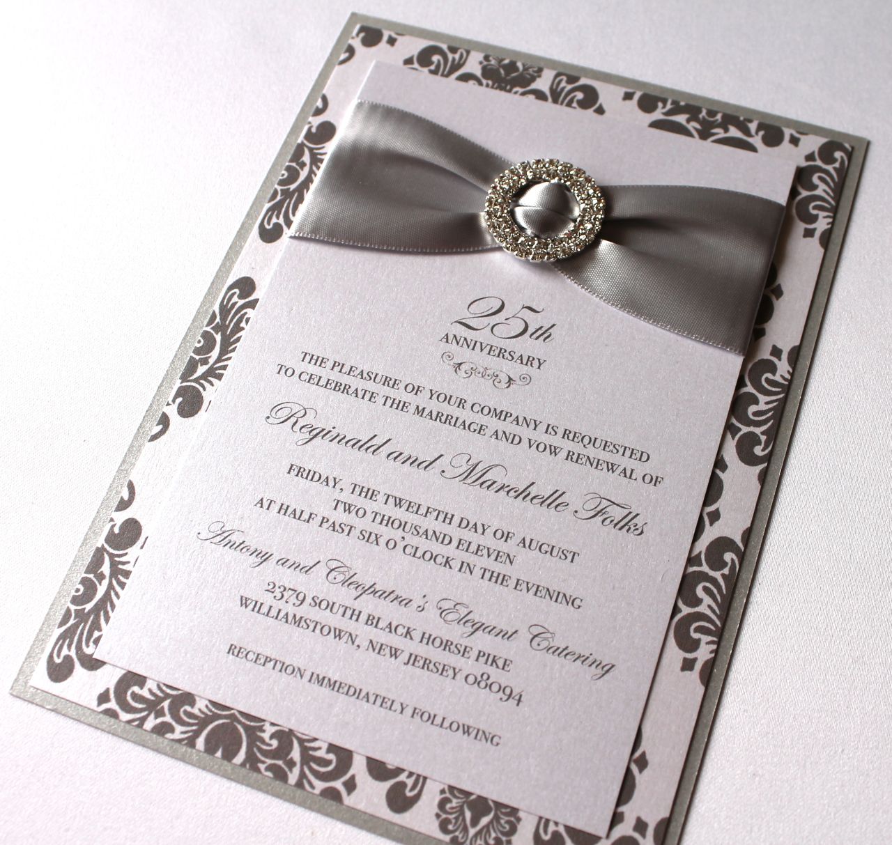 Embellished Paperie 25th Anniversary  Invitations  Silver  