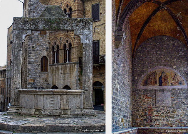 San Gimignano: a Piazza della Cisterna e detalhe da catedral