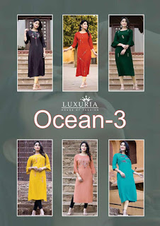 Ocean Vol-3 Rayon Embroidery Wholesale Kurti