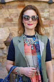 Zara statement necklace, Praio sleeveless jacket, Balenciaga City, Fashion and Cookies, fashion blogger