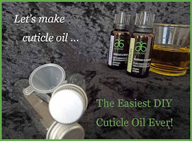 How to make the easiest DIY cuticle oil ever - every thing ready to begin - olive oil, lemon oil, lavender oil, bottle and funnel