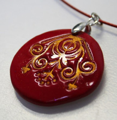 polymer clay, stamped, jewelry