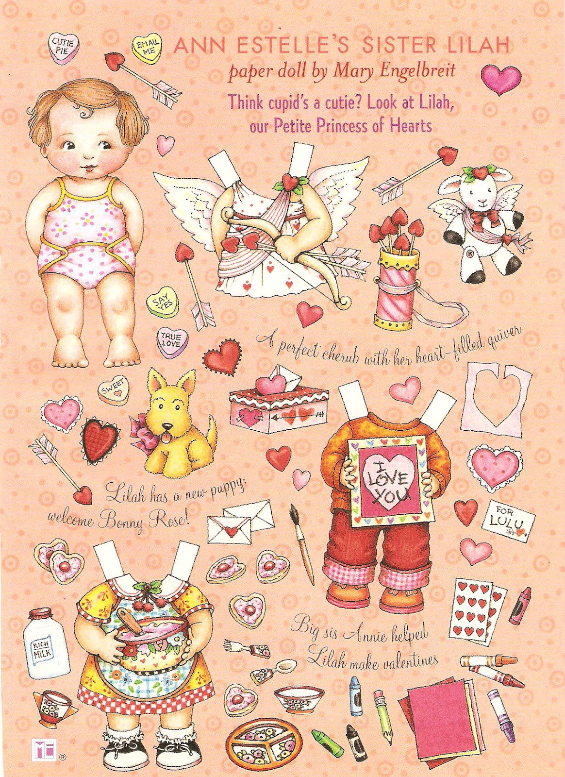 Here are a few pages of Lilah paper dolls she is Ann Estelle s little baby sister by artist Mary Engelbreit from her magazine Home panion