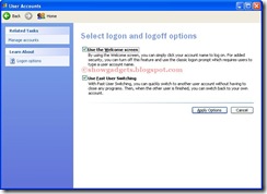 Turn on or off Fast User Switching in Windows XP
