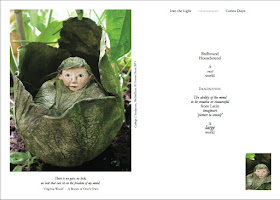 page from Into the Light book by Corina Duyn with sculpture of a caggabe with a little head coming out.