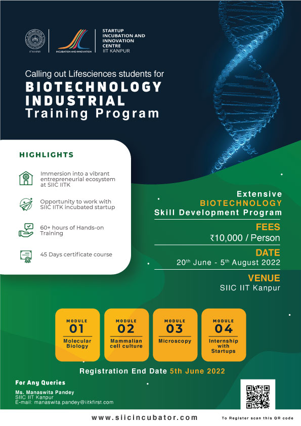 SIICIITK Biotechnology Industrial Training Program for Life Sciences