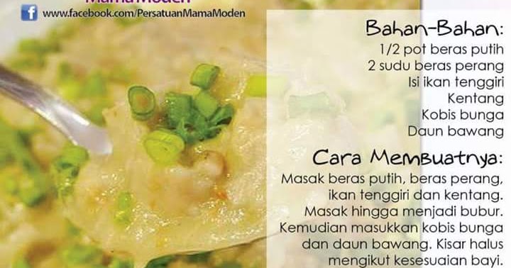 Resepi Makanan Bayi : Bubur Ikan Tenggiri & Sayuran 