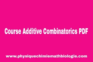 Course Additive Combinatorics PDF