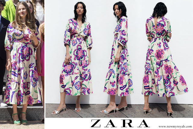 Princess Leonor wore ZARA printed poplin dress