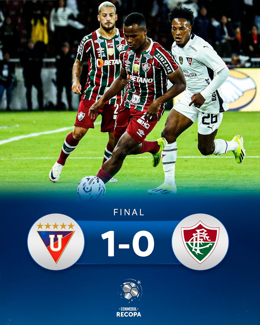 Final de Recopa (IDA): Liga de Quito derrota 1-0 a Fluminense en Quito.