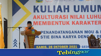 Kuliah Umum STIE Bina Karya Tebingtinggi Di Isi Ketua DPRD Basyaruddin Nst SH. MH 