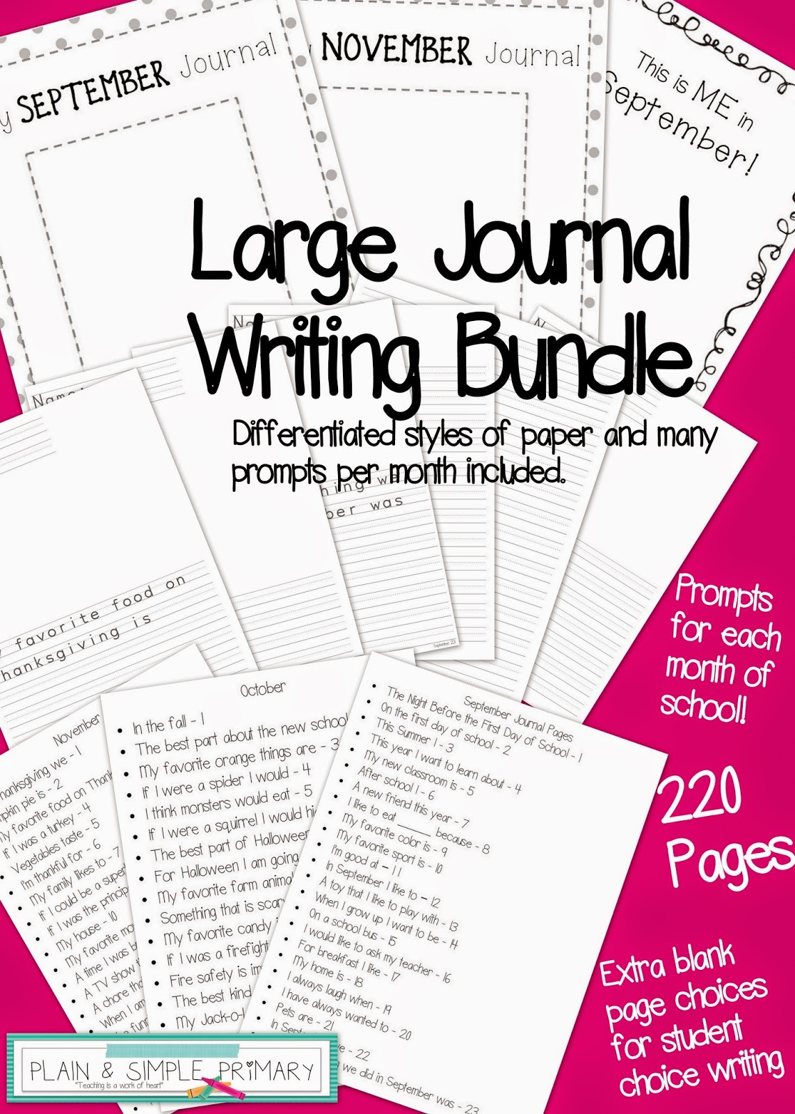 Plain and Simple Primary: Journal Writing LARGE Bundle