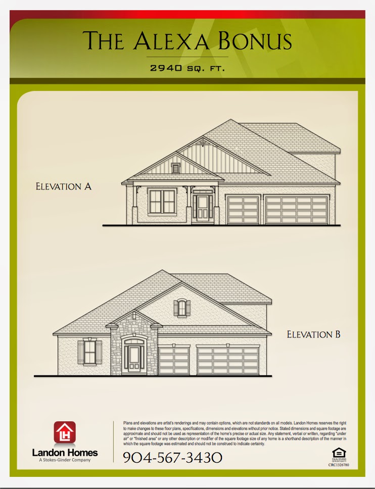 Alexa Floor Plan, Benton Lakes, Jacksonville new build homes, Landon Homes