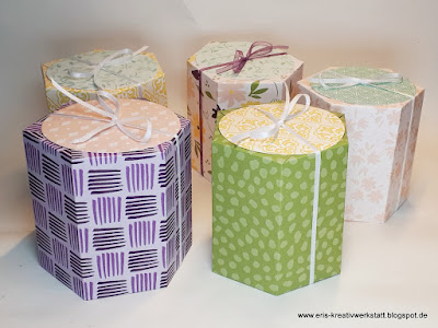 Honigverpackung in Sechseckbox mit Designerpapier als Geburtstagsgeschenk Stampin' Up! www.eris-kreativwerkstatt.blogspot.de