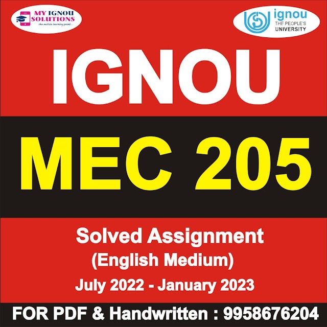 MEC 205 Solved Assignment 2022-23