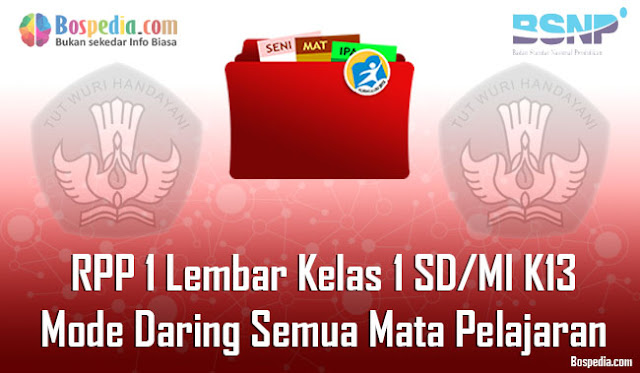 RPP 1 Lembar Kelas 1 SD/MI K13 Mode Daring Semua Mata Pelajaran