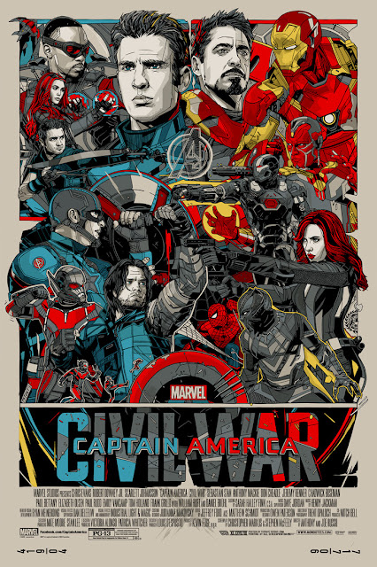 Captain America Civil War Regular Edition Screen Print by Tyler Stout x Mondo x Marvel
