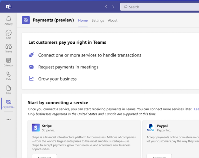 New payments app in Microsoft Teams Easy Setup