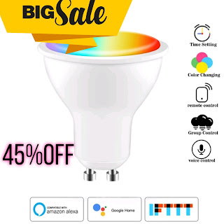 45% discount on Tuya Wifi Smart Gu10 4W RGB+CW LED Light Bulb