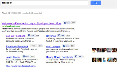 Facebook Like on Google Search