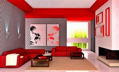 ruang tamu warna merah