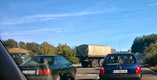 Military convoy crosses
