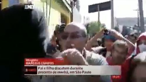 PAI VAI BUSCAR FILHO EM MANIFESTAÇÃO TERRORISTA E DÁ LIÇÃO DE MORAL (VEJA VÍDEO)