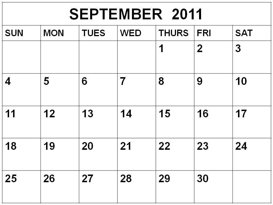 Blank Calendar September 2011