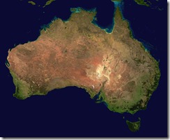 Foto de satélite da Austrália. Fonte: Wikipedia