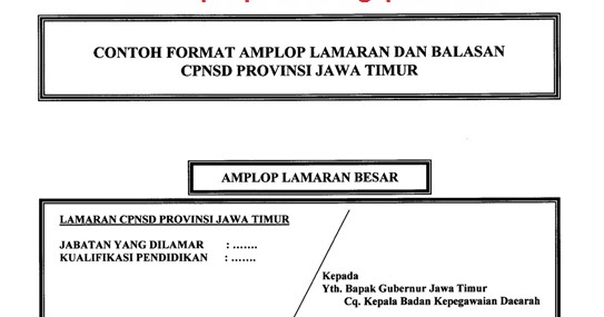  Contoh Penulisan Amplop Lamaran Kerja CPNS Contoh Surat 