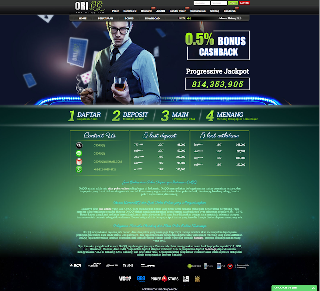 OriQQ Situs Judi Poker Online Terpercaya Dominoqq Bandarq Indonesia