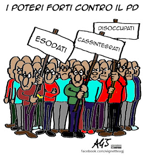 direzione PD, poteri forti, renzi, boschi, vignetta, satira