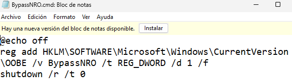 Windows: Instalar sin cuenta Microsoft