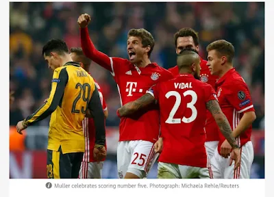 UEFA Champions League: Bayern Munich 5-1 Arsenal, Gunners completely anihilated