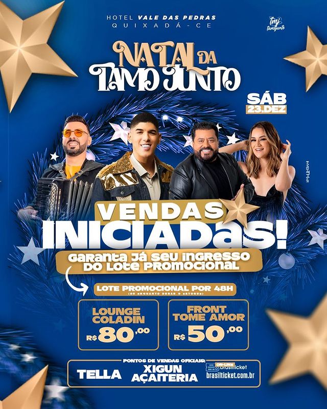 23/12/2023 Shows de Zé Vaqueiro, Limão com Mel e Guilherme Dantas em Quixadá [Hotel Vale das Pedras]