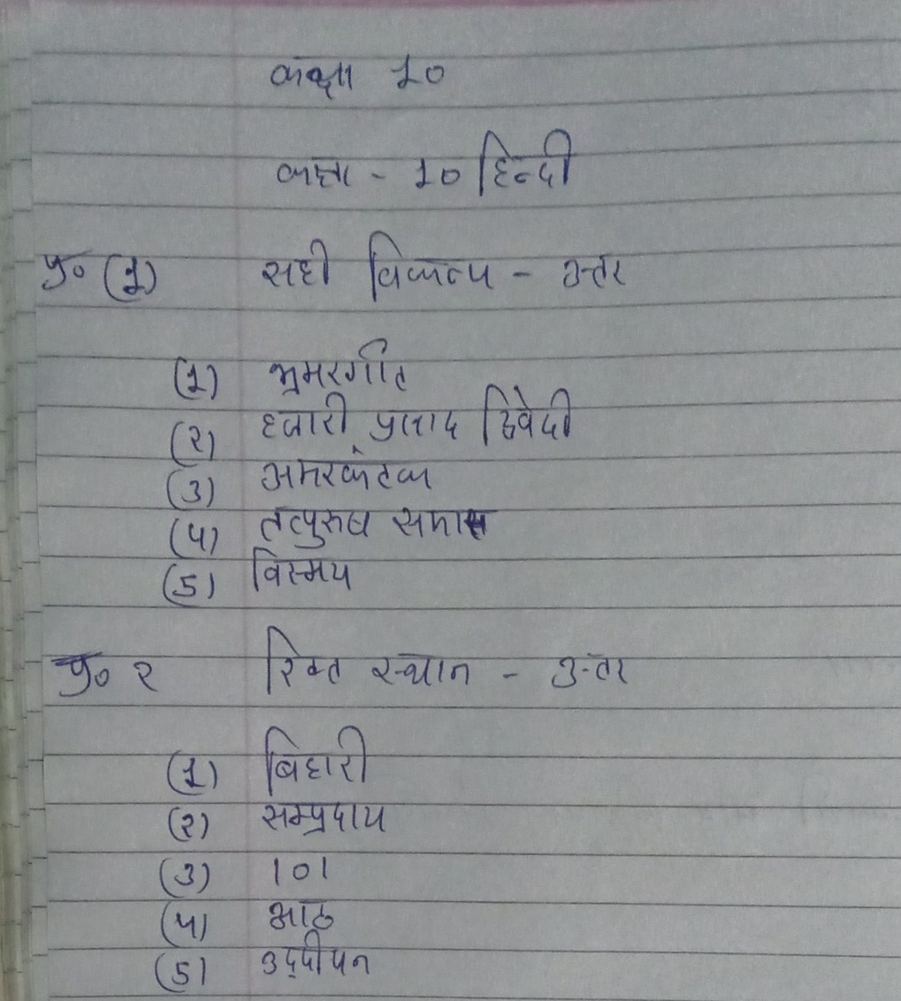 हिंदी रिवीजन टेस्ट 10वीं संपूर्ण हल | Hindi paper solved