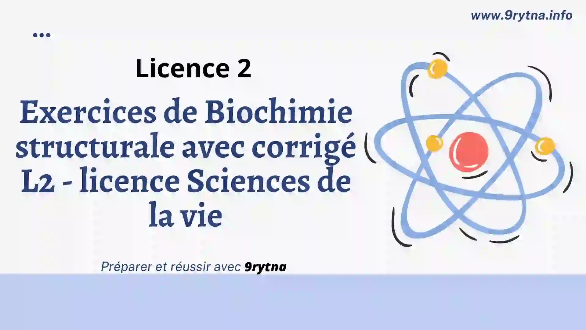Exercices de Biochimie structurale avec corrigé L2 - licence Sciences de la vie