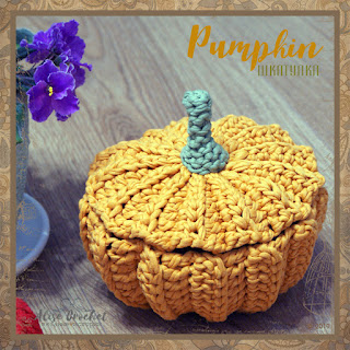 Pumpkin шкатулка-тыква из трикотажной пряжи вязаная крючком