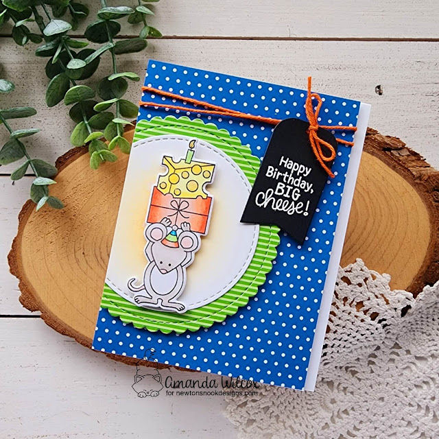 Mouse Birthday Card by Amanda Wilcox | Birthday Mice Stamp Set, Bright Basics Paper Pad, Circle Frames Die Set and Frames & Tags Die Set by Newton's Nook Designs #newtonsnook #handmade