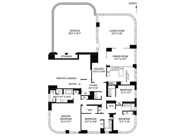 Floor plan of New York penthouse