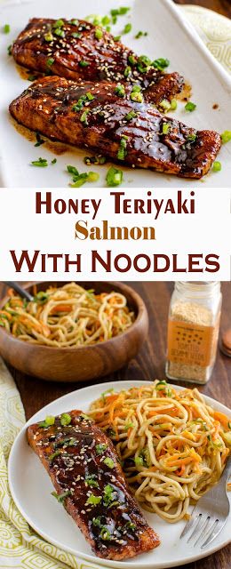 HONEY TERIYAKI SALMON WITH NOODLES