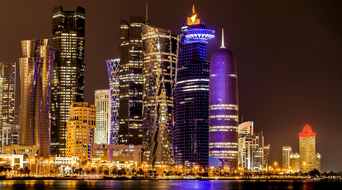 Doha Qatar  Night Sky line