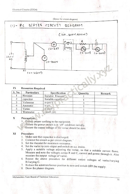 Use Voltmeter, ammeter, wattmeter to determine active, reactive and apparent power consumed in given R-C series circuit Practical Answers