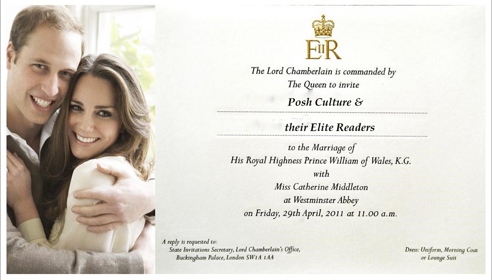 kate william invitation. William and Kate Middleton