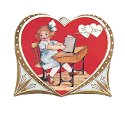 Free Printable Valentine: Vintage Valentine's Day Greeting with Red Heart . (png)