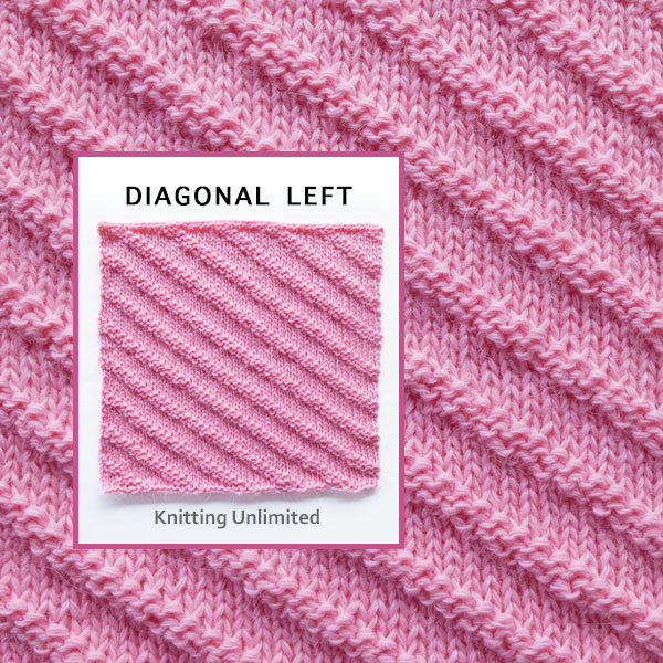 Free easy knitting patterns to download, Diagonal left Knit Purl Square pattern no 27