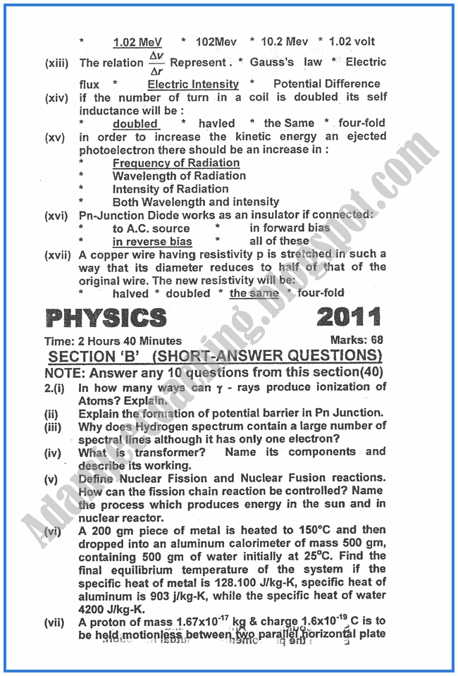 Physics-2011-past-year-paper-class-XII