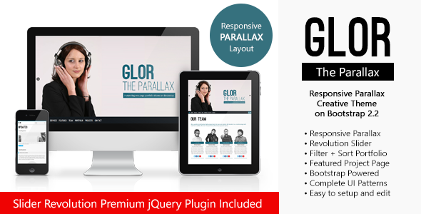 GLOR - HTML5 Responsive Parallax on Bootstrap - ThemeForest Item for Sale