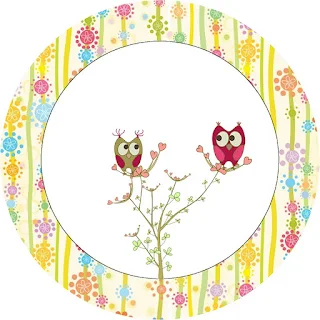 Owls Couple Toppers or Free Printable Candy Bar Labels.