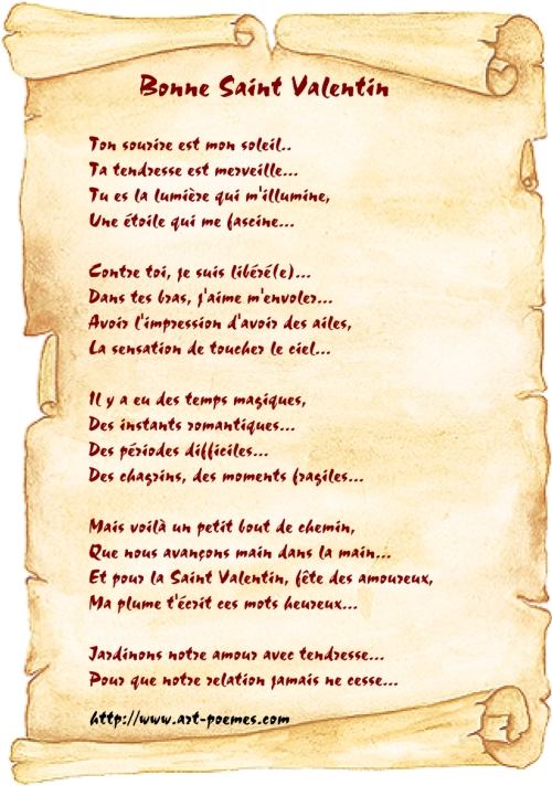 PoÃ¨mes , poesie d'amour et phrase d'amour pour la saint valentin :